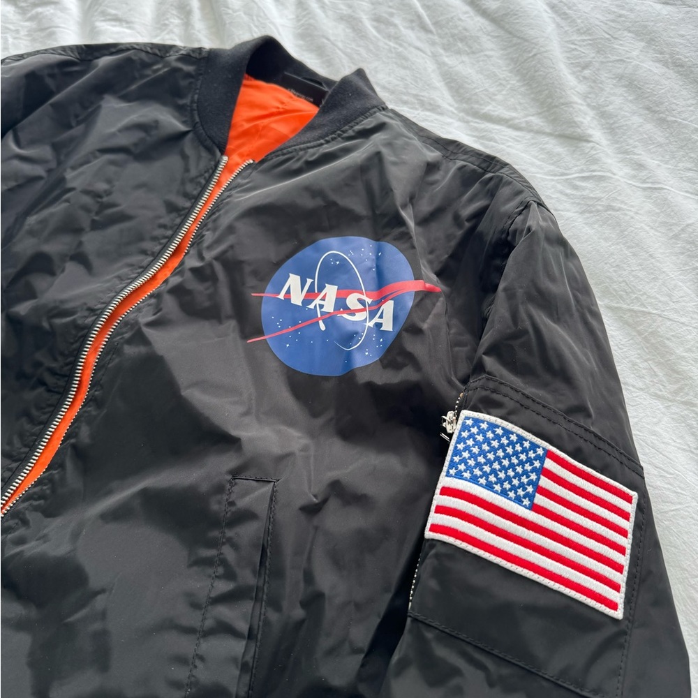 NASA Bomber Jacket, Space clothes, small, black